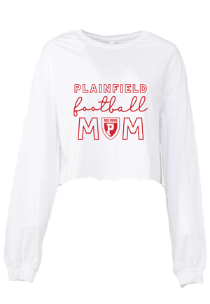 Plainfield Football Mom Crop Long Sleeve Tee - Y&S Designs, LLC