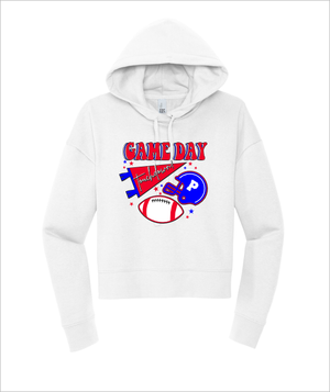 GAME DAY WHITE HOODIE CROP - YSD