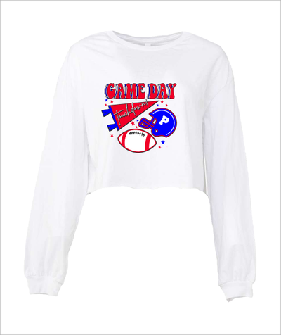 GAME DAY WHITE LONGSLEEVE CROP - YSD