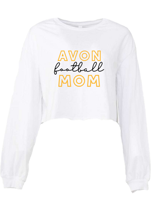 Avon Football Mom Crop Long Sleeve Tee - Y&S Designs, LLC