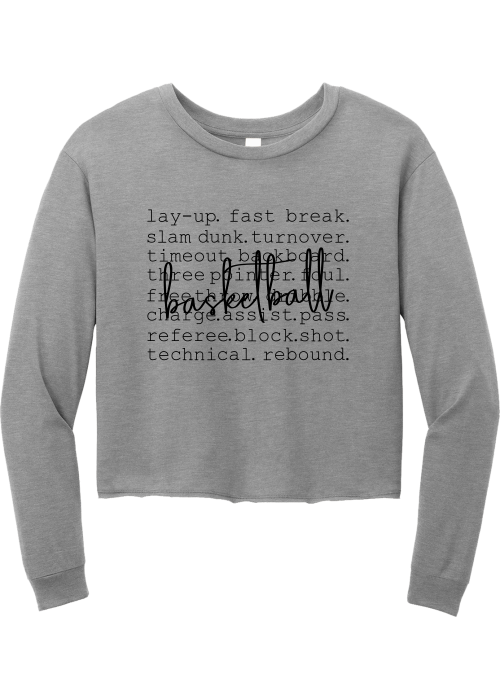 MY Plainfield Basketball- BASKETBALL WORDS CROP LONGSLEEVE - YSD