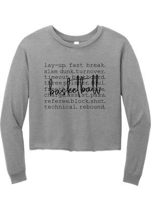 MY Plainfield Basketball- BASKETBALL WORDS CROP LONGSLEEVE - YSD