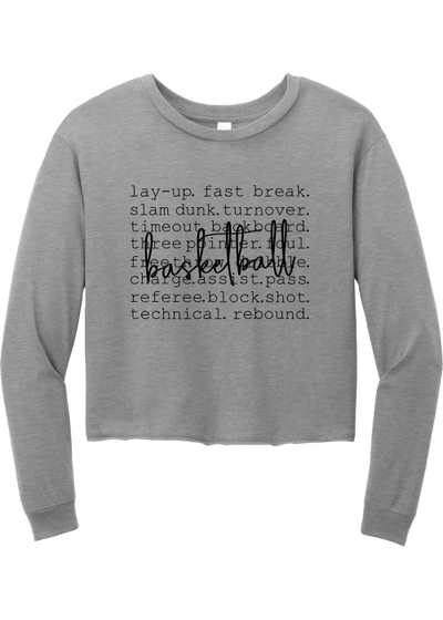 MY Plainfield Basketball- BASKETBALL WORDS CROP LONGSLEEVE - YSD