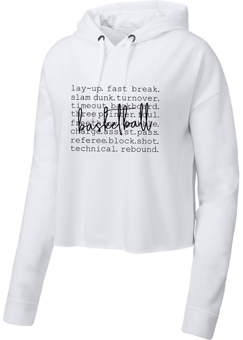 MY Plainfield Basketball- BASKETBALL WORDS CROP TRI-BLEND HOODIE - YSD