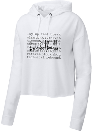 MY Plainfield Basketball- BASKETBALL WORDS CROP TRI-BLEND HOODIE - YSD