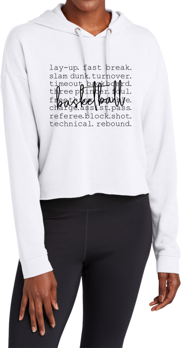 MY Plainfield Basketball- BASKETBALL WORDS CROP TRI-BLEND HOODIE - YSD