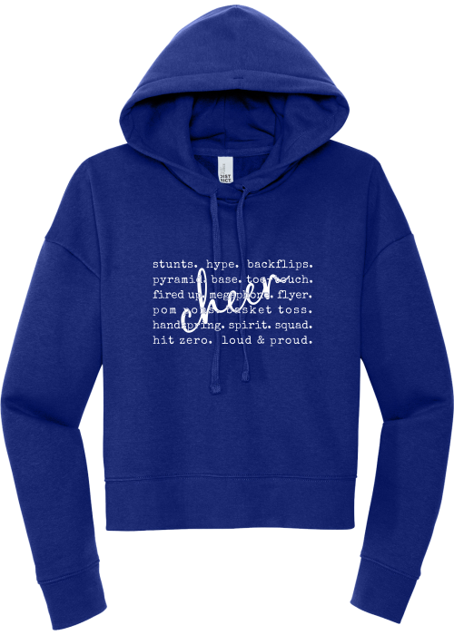 MY Plainfield Basketball- CHEER WORDS CROP HOODIE BLUE - YSD