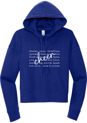 MY Plainfield Basketball- CHEER WORDS CROP HOODIE BLUE - YSD