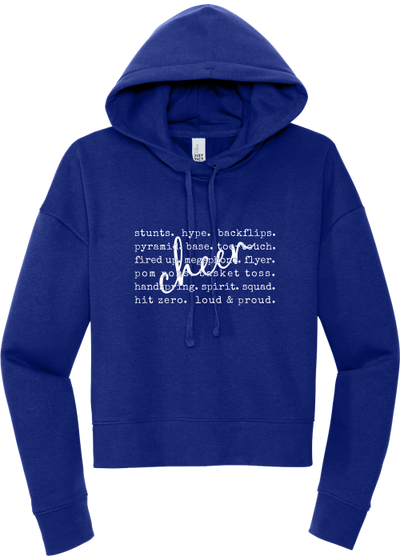 MY Plainfield Basketball- CHEER WORDS CROP HOODIE BLUE - YSD