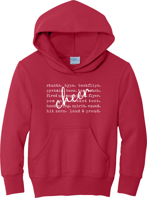 MY Plainfield Basketball- YOUTH CHEER WORDS HOODIE - YSD