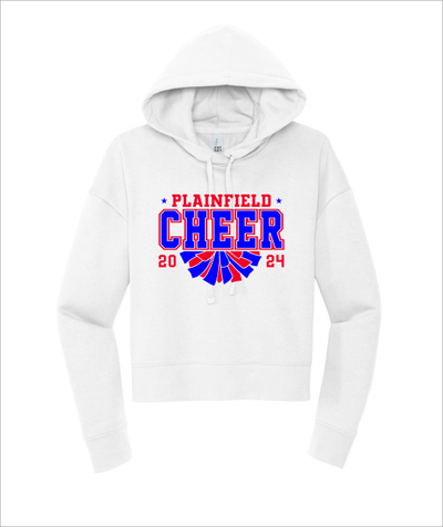 PLAINFIELD CHEER ON WHITE HOODIE CROP - YSD