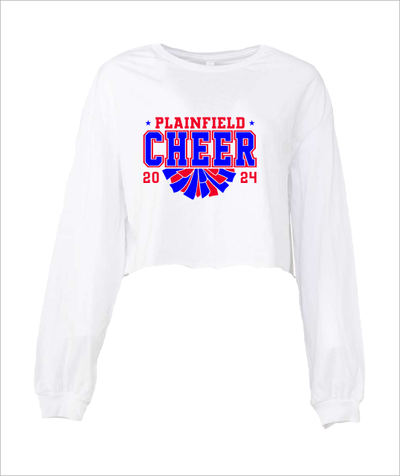 PLAINFIELD CHEER ON WHITE LONGSLEEVE CROP - YSD