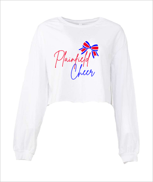 PLAINFIELD CHEER POM WHITE LONGSLEEVE CROP - YSD