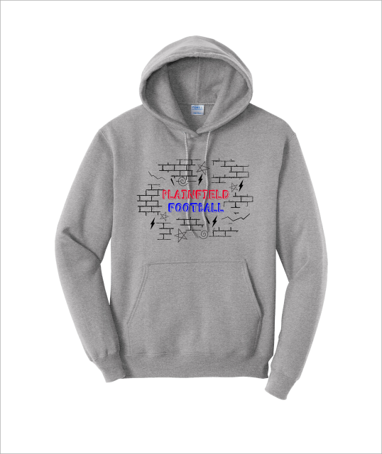 PLAINFIELD FOOTBALL BRICKS GRAY HOODIE - YSD