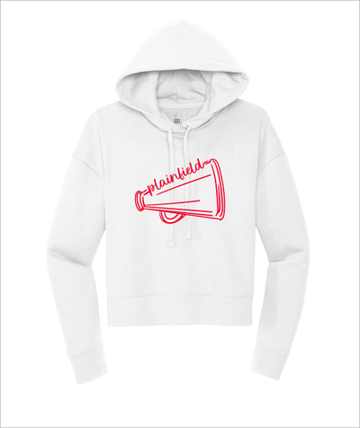 PLAINFIELD RED MEGAPHONE WHITE HOODIE CROP - YSD