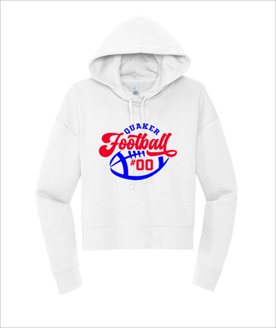 QUAKER FOOTBALL WHITE HOODIE CROP - YSD