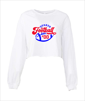 QUAKER FOOTBALL WHITE LONGSLEEVE CROP - YSD