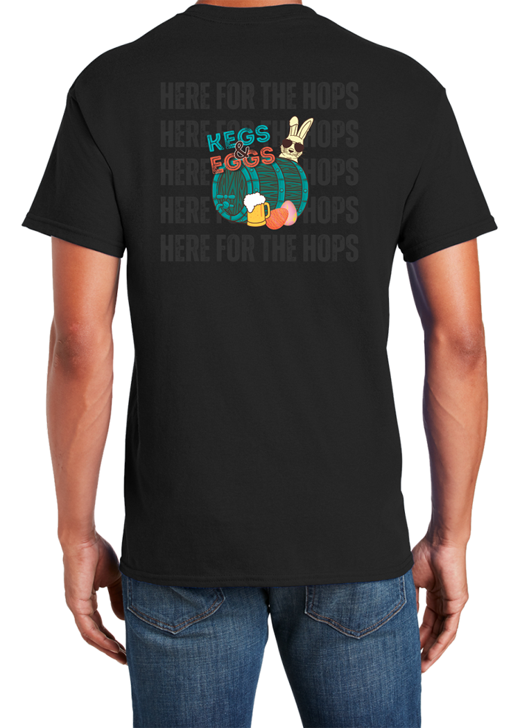 Kegs & Eggs T-Shirt Here for the Hops Circle Gray Tone - YSD