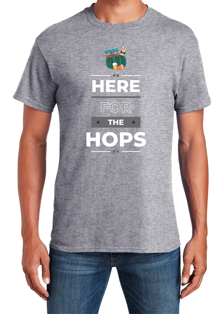 Kegs & Eggs T-Shirt Here for the Hops - YSD