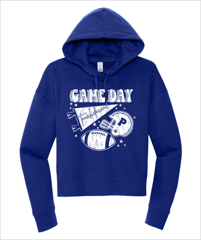 WHITE GAME DAY BLUE CROP HOODIEE - YSD