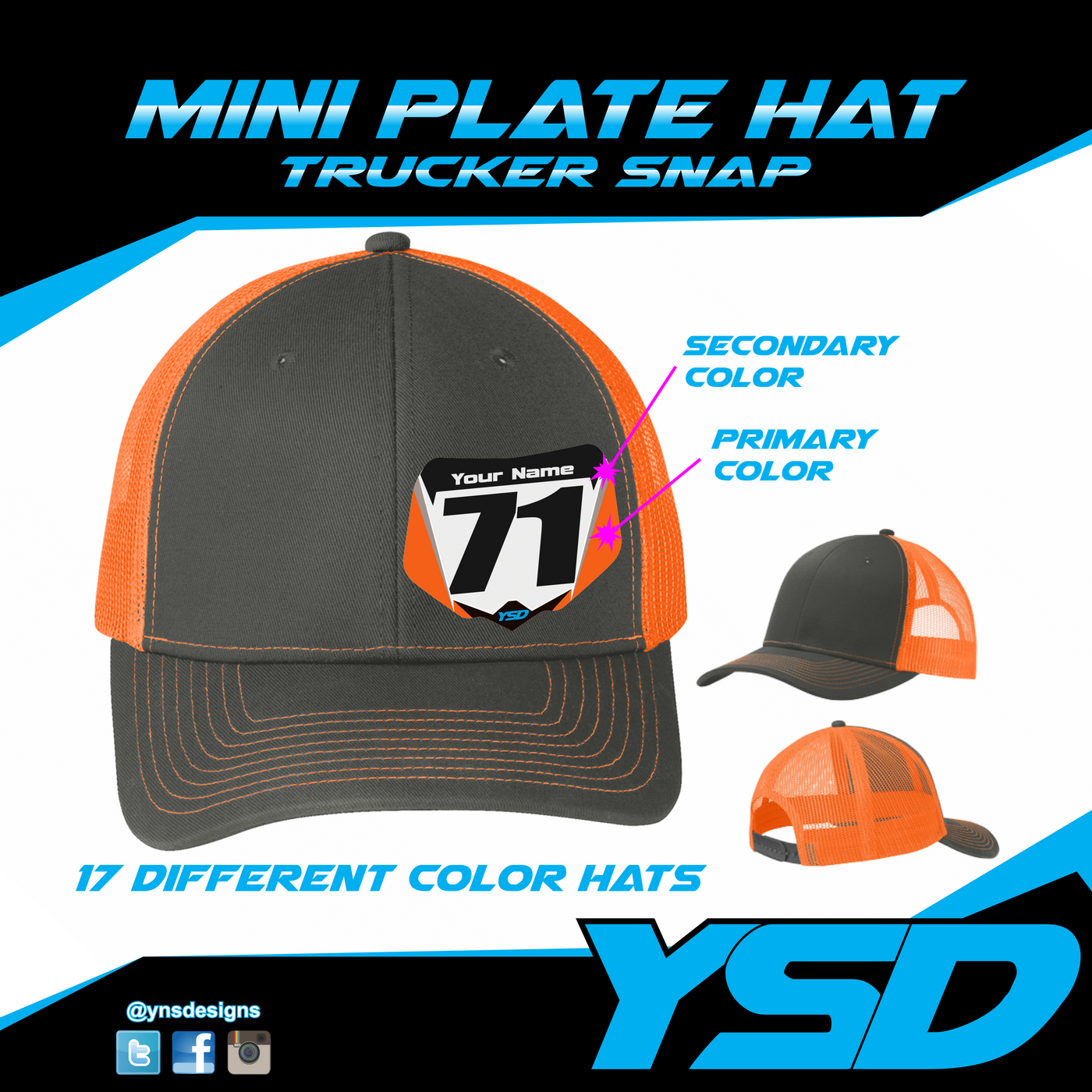 Mini plate Trucker snapback hat - Y&S Designs, LLC