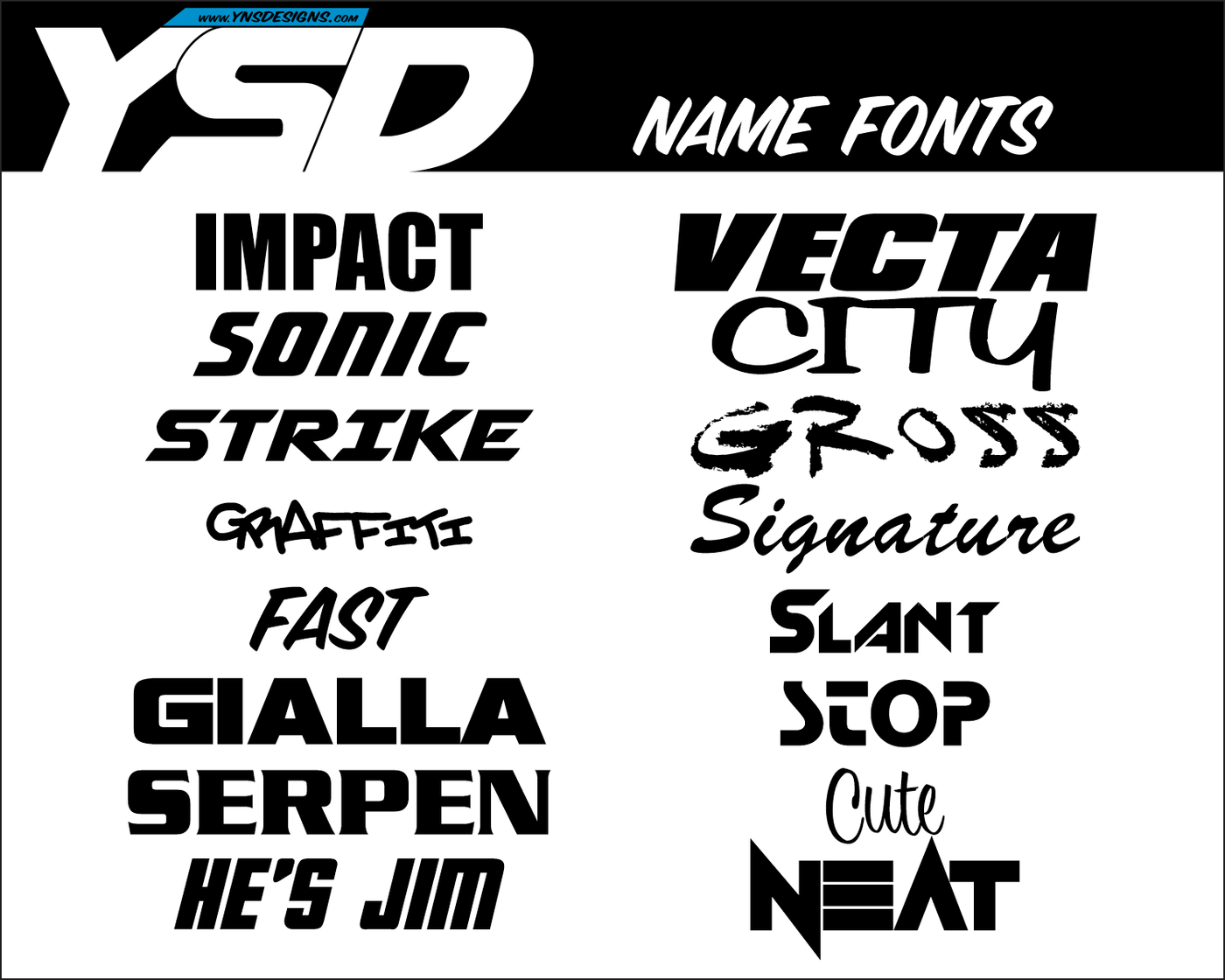 BASIC SERIES NUMBER PLATES - Y&S Designs, LLC