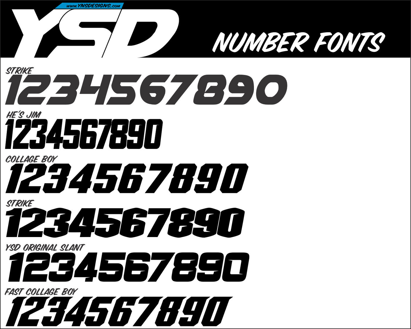 BASIC SERIES NUMBER PLATES - Y&S Designs, LLC